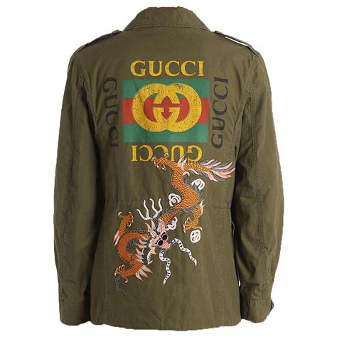 gucci dragon washed cotton field jacket|Gucci Coats and Jackets for Women .